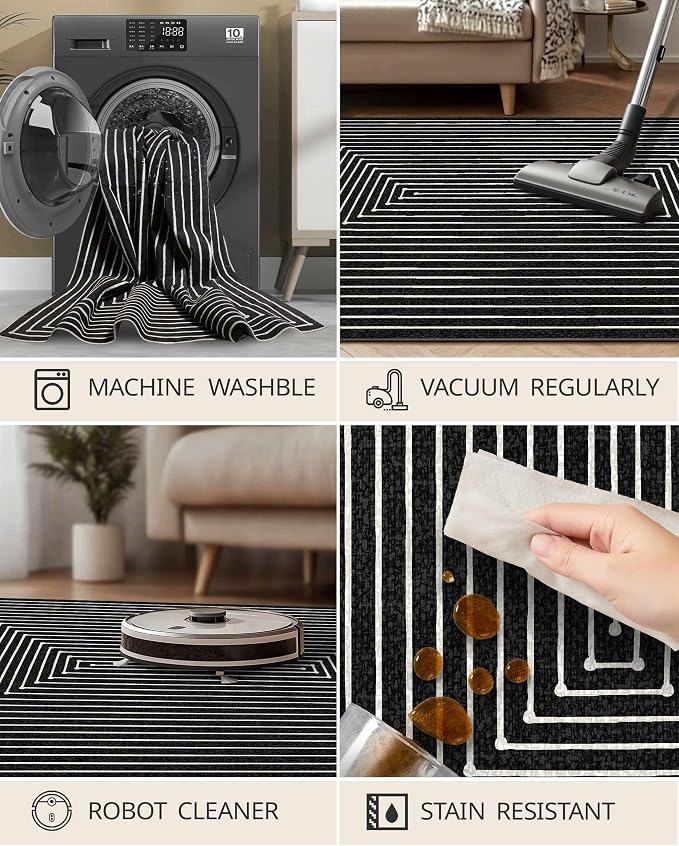 Latte&Fog 5x7 Area Rugs for Living Room Bedroom, Modern Abstract Washable Rug - Image 7