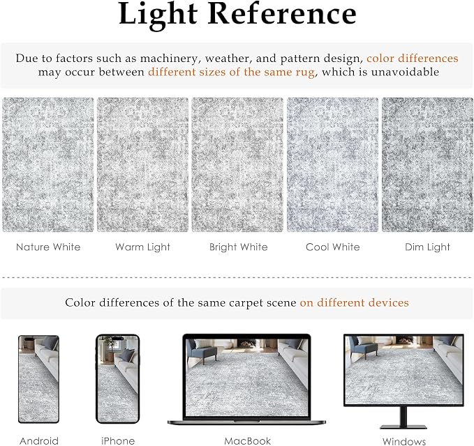 PureCozy 6x9 Area Rug Washable Vintage Living Room Carpet Large Indoor Non Slip - Image 2