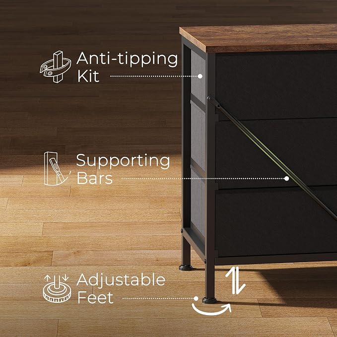 Huuger 70 Inch Dresser for Bedroom, TV Stand for 65, 80 Inch TV, 12 Fabric - Image 8