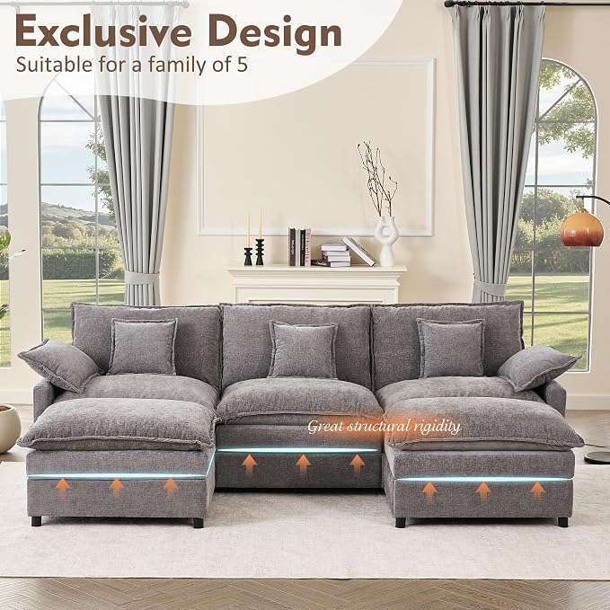 GOSUHI 108" U Shaped Couch, Modular Sectional Sofa, 3-Seater Comfy Cloud Couch - Image 3