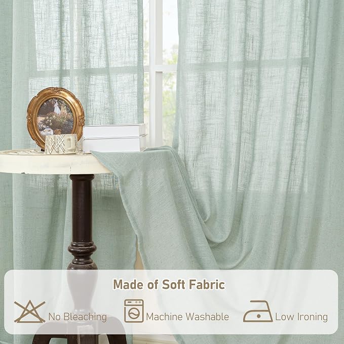 LAMIT Sheer Linen Curtains 63 inches Long - Image 8