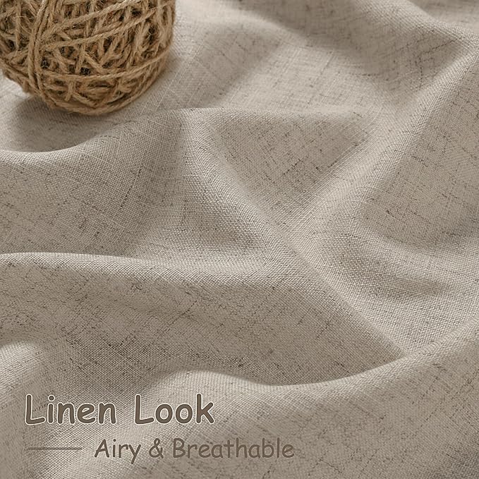Nanspring Living Room Curtains 63 Inch Length Linen Blend Cobblestone Light - Image 4