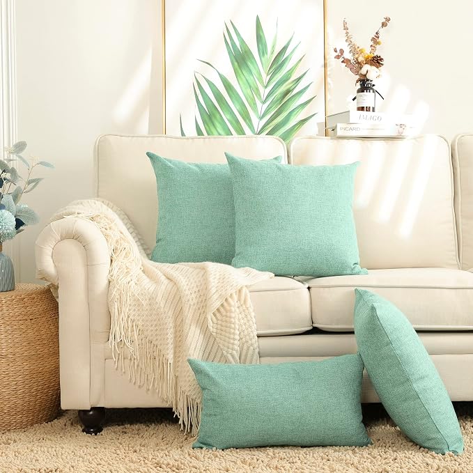 Stellhome Pack of 2 Spring Burlap Throw Pillow Covers Farmhouse Linen Cushion - Image 4
