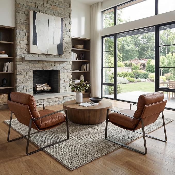 LukeAlon Modern PU Leather Accent Armchair, Upholstered Lounge Chair - Image 4