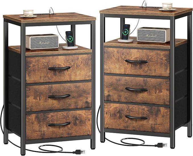 Huuger Nightstands Set of 2, 27.6 Inch End Tables - Image 9
