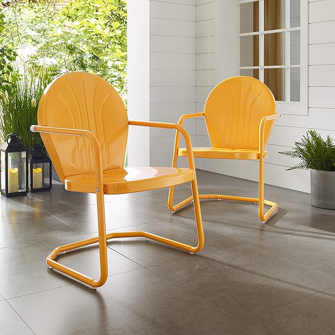 Crosley Furniture Griffith Outdoor Chair, Retro Metal Patio Chairs - Image 17