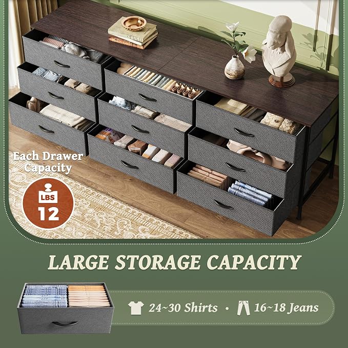 Huuger 63 Inch Dresser for Bedroom, Dresser for Closet - Image 4
