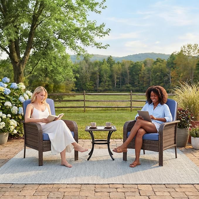 GarveeHome Outdoor Wicker Chairs Set of 2, All-Weather High Back Rattan Patio - Image 6