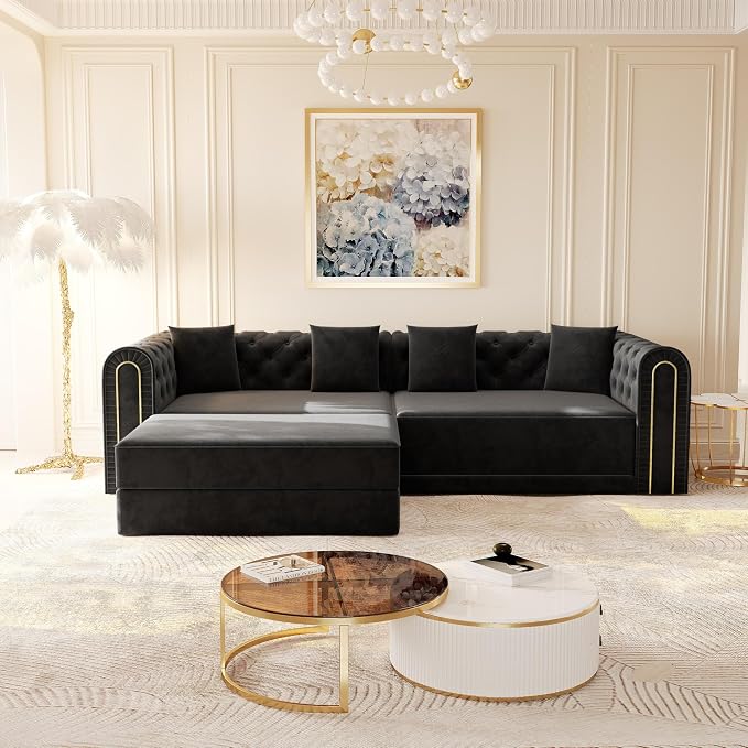 90.6'' Velvet Folding Floor Sofa Bed - Image 8