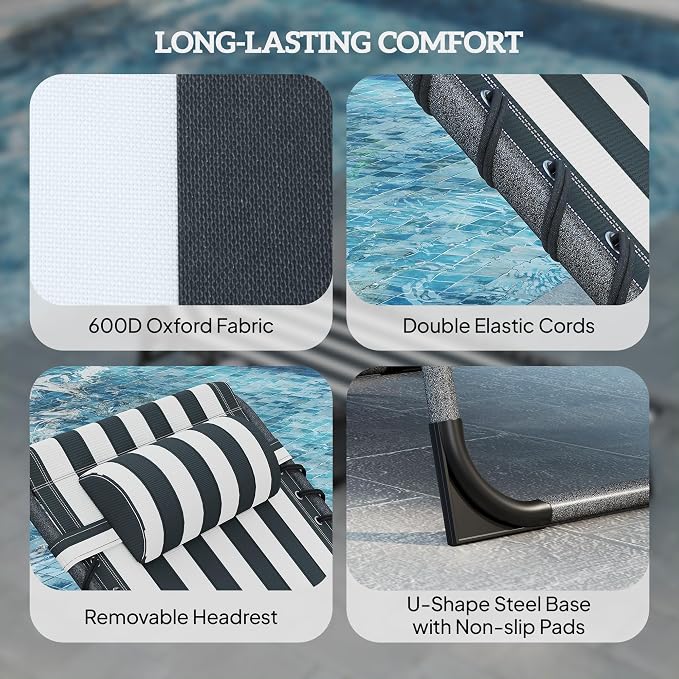 Outsunny Folding Chaise Lounge Chair Outdoor Tanning Chair - Image 5