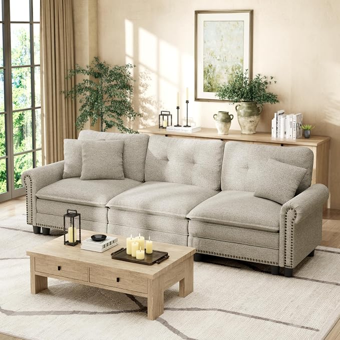 HERA'S HOUSE 116.11" Mid-Century Modern Couch, Oversized Sectional Couch by HERASHOUSE