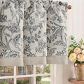 jinchan Linen Valance Curtain Farmhouse Floral Printed Small Window Curtain by JINCHAN