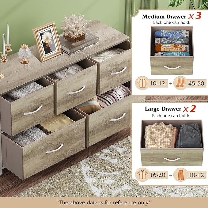 WLIVE Dresser for Bedroom with 5 Drawers, Wide Chest of Drawers, Fabric Dresser - Image 5