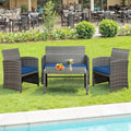 SUNLEI 4 Pcs Patio Ratten Set, Outdoor Furniture Set Wicker Conversation Set by SUNLEI