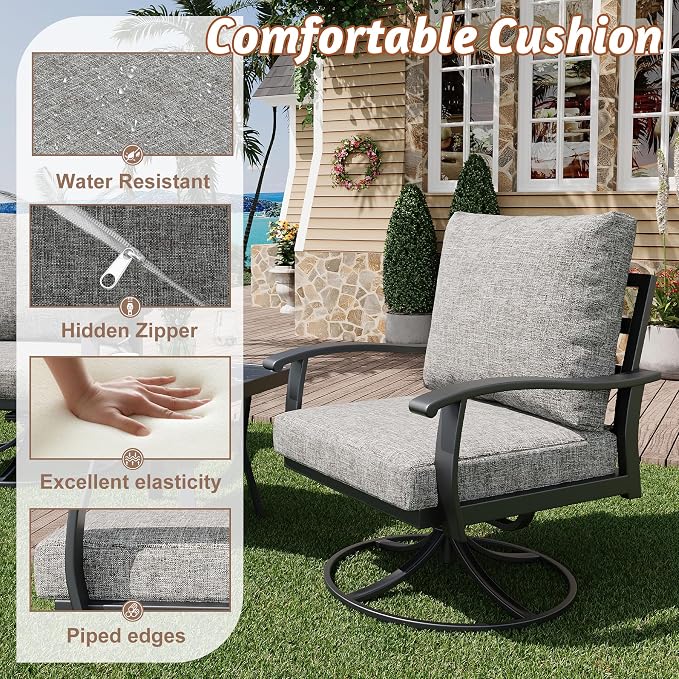 HOMREST Patio Furniture Sets 7 PCS Outdoor Metal Conversation Sets, 360 Degree - Image 4