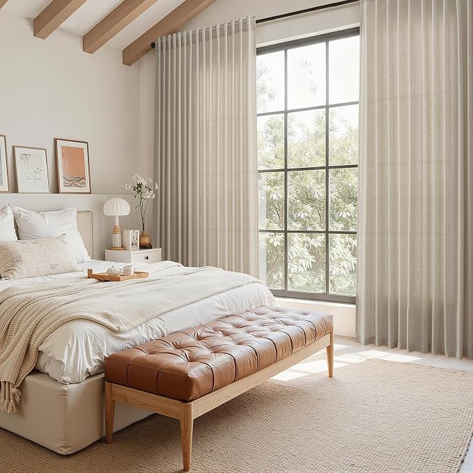 Nanspring Modern Farmhouse Linen Curtains 96 Inches Long - Image 7