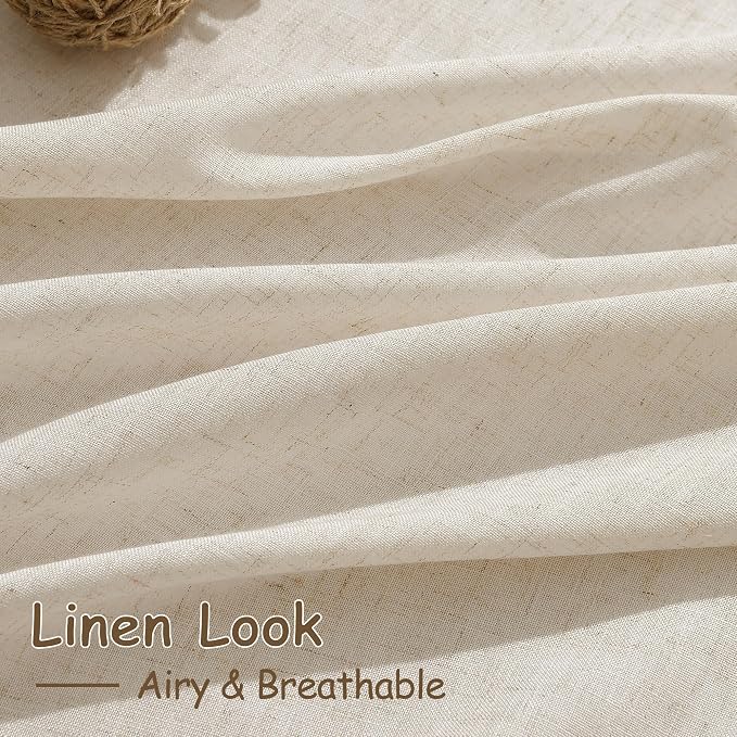 Cream Beige Linen Curtains for Living Room 100 Inches Long Light Filtering Semi - Image 4