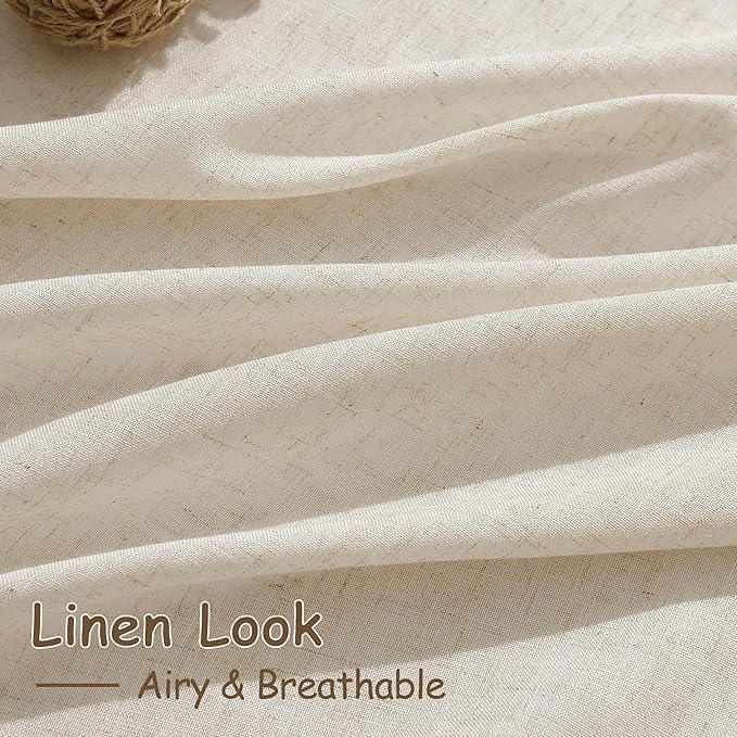 Cream Beige Linen 112 Inch Curtains - Image 4