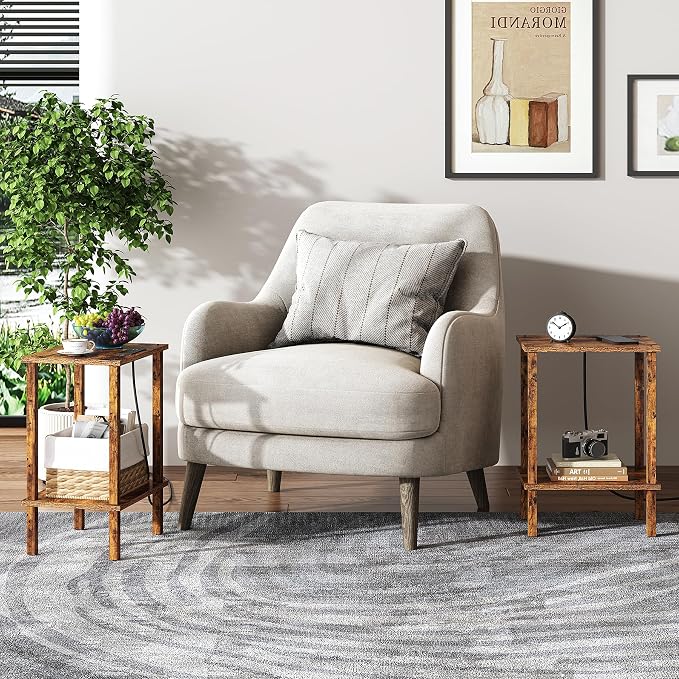 TUTOTAK End Table with Charging Station, Small Side Table with Outlets - Image 9