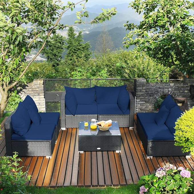 Tangkula 7-Piece Patio Furniture Set, Outdoor Sectional Wicker Sofa - Image 3