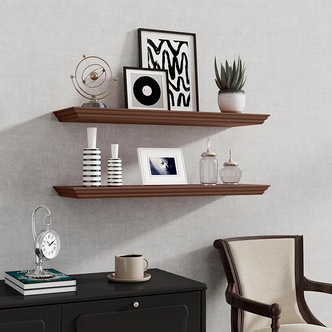 Fun Memories Floating Shelves 32 Inch Long, 9.3 Inch Deep Classic Crown Molding - Image 7