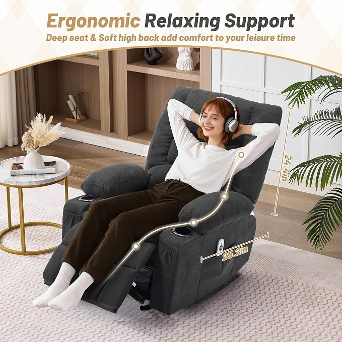 Rocker Recliner Chair with Massage and Heat, Recliner Chair - Image 4
