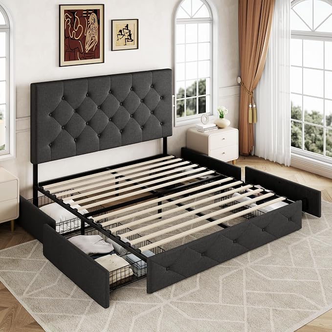 Allewie Upholstered Queen Size Platform Bed Frame - Image 8