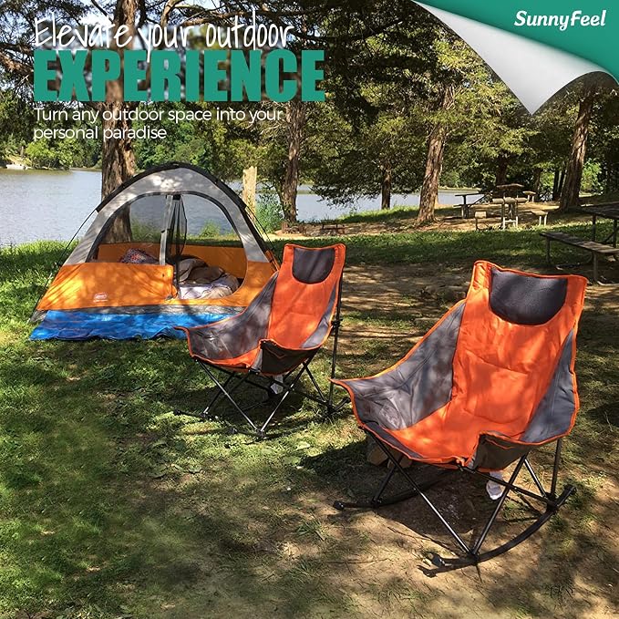 SUNNYFEEL Oversized Heated Rocking Camping Chair 2 Pack, Fully Padded Patio - Image 2