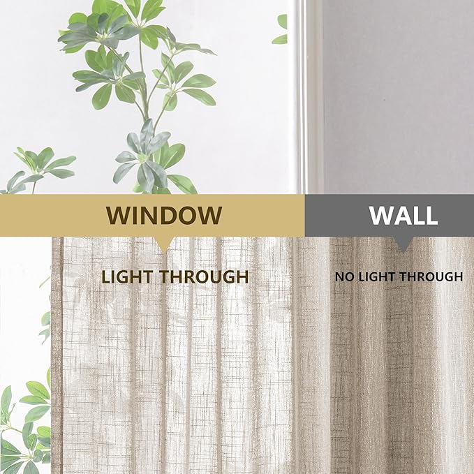 MYSKY HOME 30 Inch Length Oatmeal Tiers Curtains - Image 8
