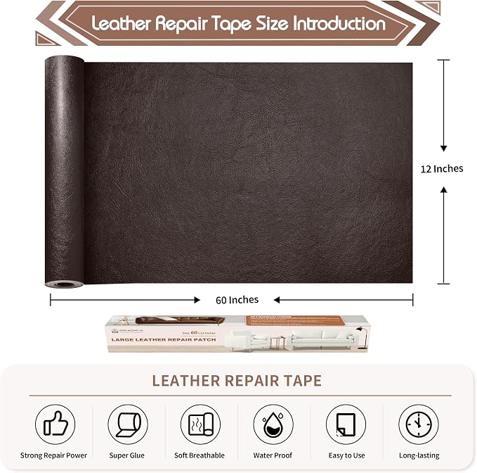 KING MOUNTAIN Leather Repair Patch, 12 x 60 Inches self Adhesive Leather Repair - Image 4