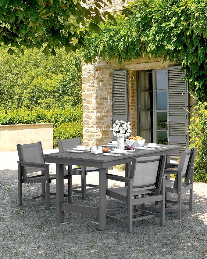 SERWALL Patio Dining Sets for 6, Outdoor HDPE Dining Set - Image 6