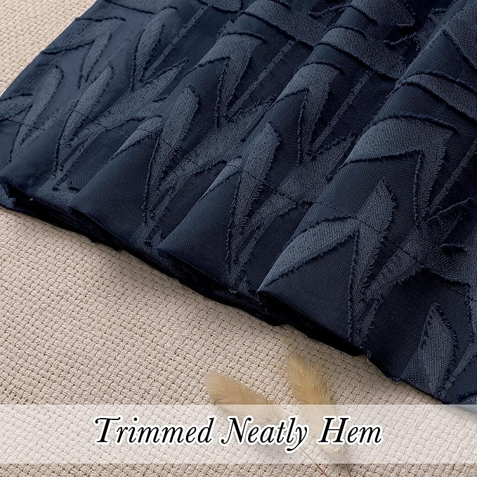 Lecloud Leia 2 Panels Navy Blue Sheer Curtains 84 Inches Long, Light Filtering - Image 9