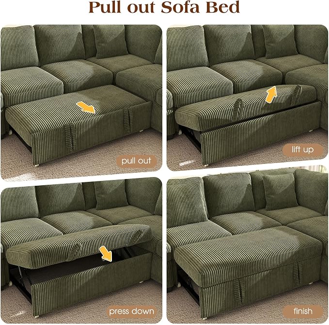 Ihanherry 83-inch 5-Seater Large Sectional Sofa Bed - Image 7