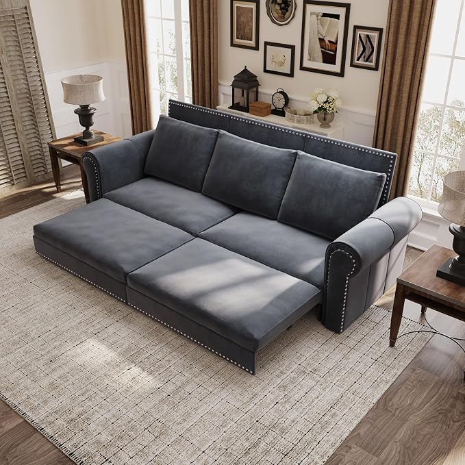 93.7" King Pull Out Sofa Bed, 3 in 1 Convertible Sleeper Sofa Couch 3-Seater - Image 4