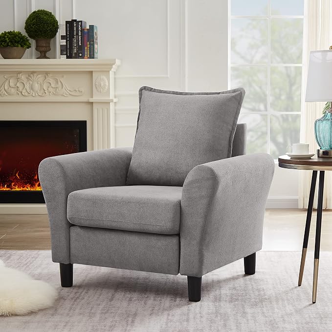 Mid-Century Accent Chair, Modern Linen Fabric Armchair - Image 7