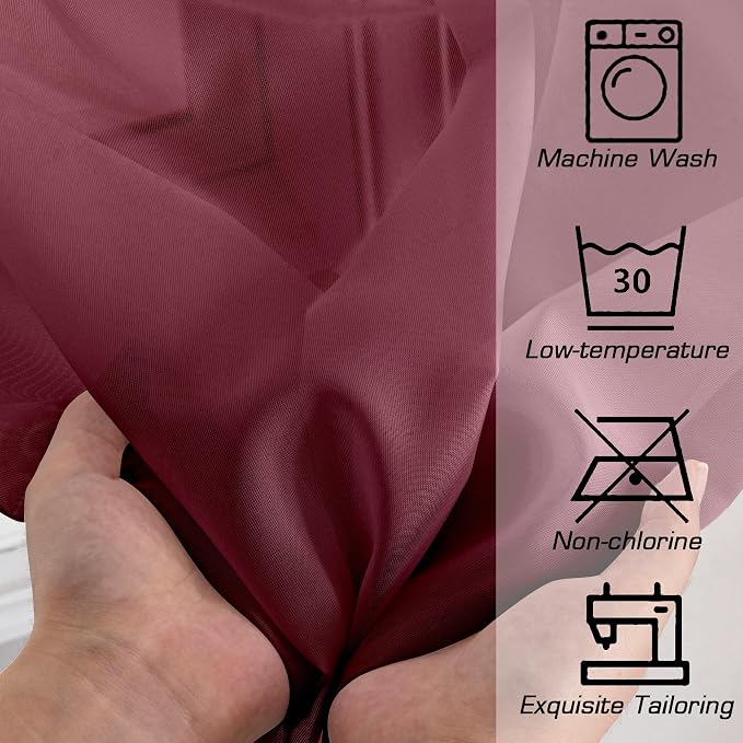 Aiyufeng Sheer Curtains Burgundy Red - Image 7