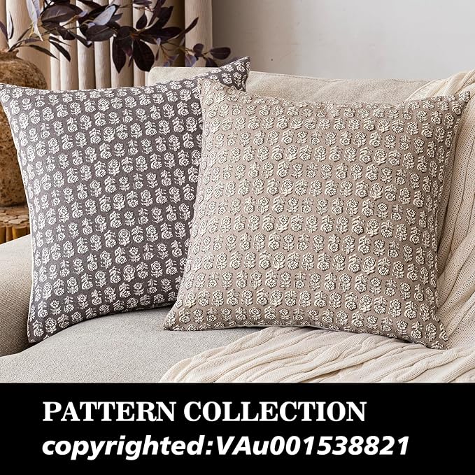 Foindtower Set of 2 Decorative Neutral Floral Print Throw Pillow Covers Vintage - Image 4