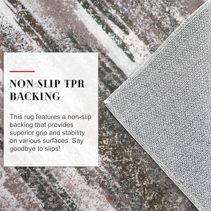 Lansny Modern Abstract 4x6 Living Room Washable Rug Non-Slip Soft Bedroom Area - Image 6