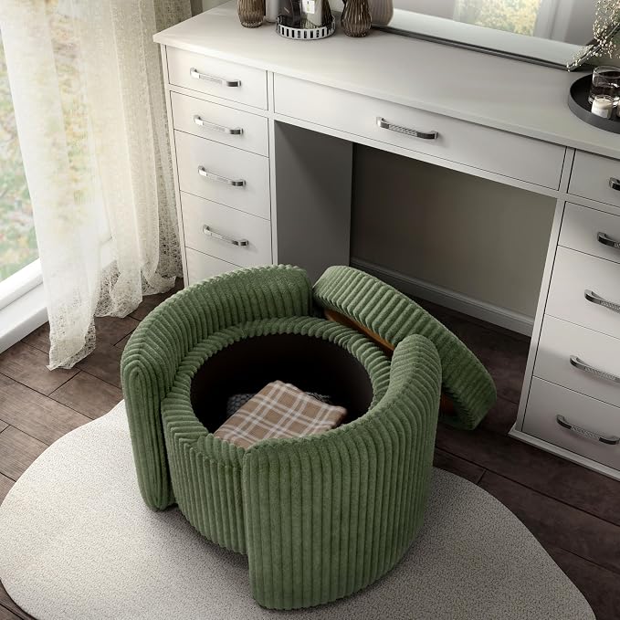 Furniture of America Lennox Modern Chenille 25-inch Round Storage Ottoman - Image 13