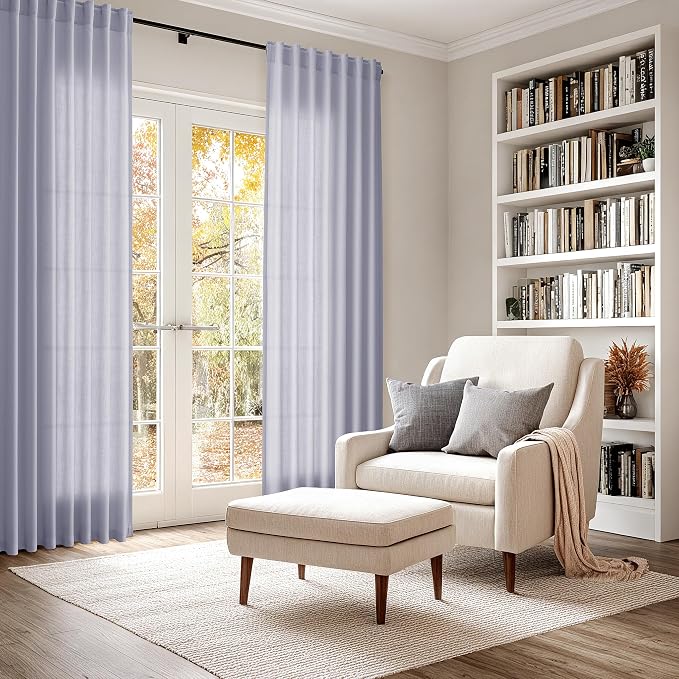Nanspring Lavender Purple Linen Curtains 90 Inches Long - Image 6