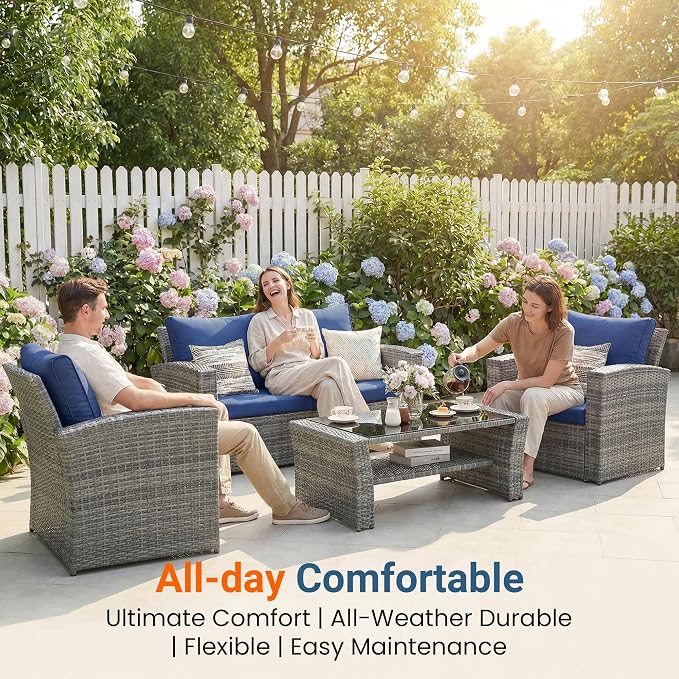Wisteria Lane Patio Furniture Set, Wicker Outside Outdoor Furniture - Image 3