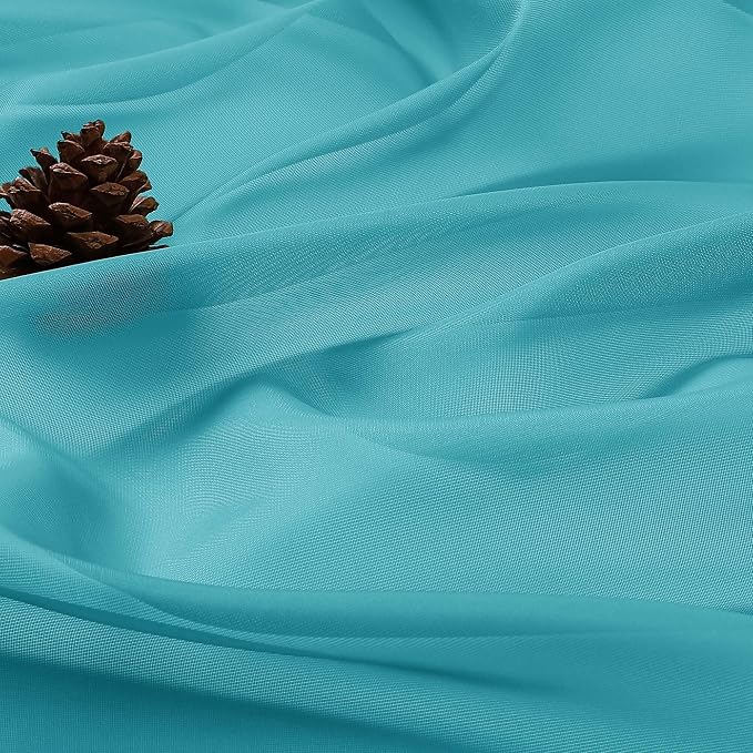 OVZME Turquoise Sheer Curtains 72 Inches Long 2 Panels Set, Light Filtering - Image 4