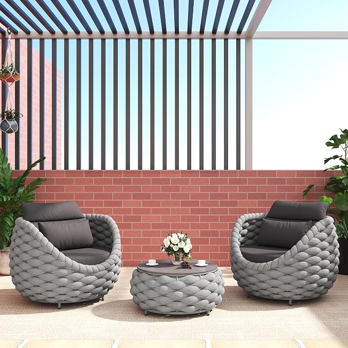 TWT Aluminum Patio Furniture Set Three Seater Sofa Outdoor Furniture Set - Image 9