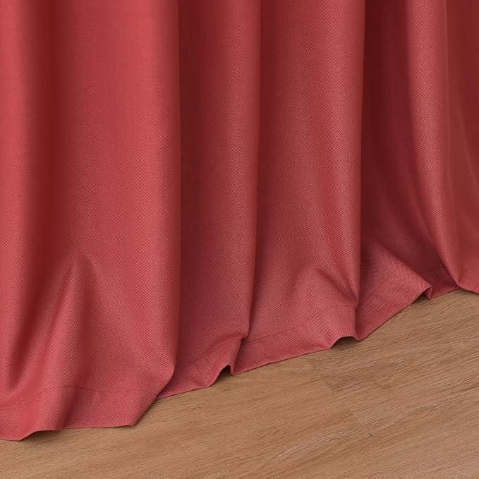 Nanspring Christmas Red Linen Curtains 84 Inch Length 2 Panels Set - Image 9