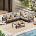 Aluminum Outdoor Patio Furniture Set 6 Seats, Outdoor Sectional Corner Sofa by ComfCove