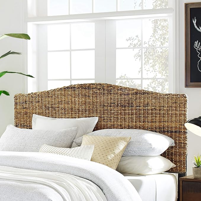 Crosley Furniture Serena Handwoven Natural Fiber Rattan Bed Headboard, Banana - Image 2