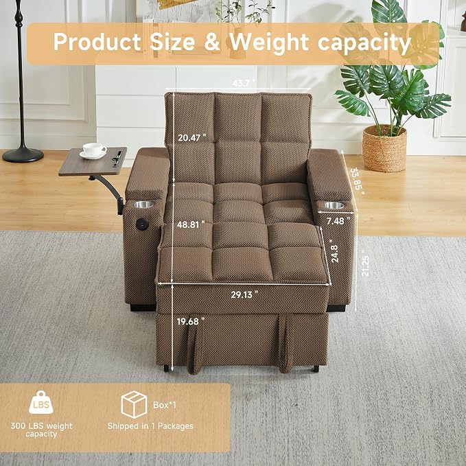 Auvsoce 3-in-1 Folding Convertible Sofa Bed Set of 2, Sleep Couch - Image 2