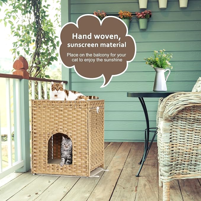 Cat Litter Box Enclosure with Soft Litter Mat; Hidden Cat Washroom Furniture - Image 2
