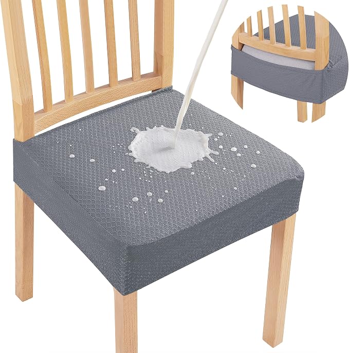 Smiry Waterproof Seat Covers for Dining Room Chairs Set of 10, Stretch Jacquard by Smiry