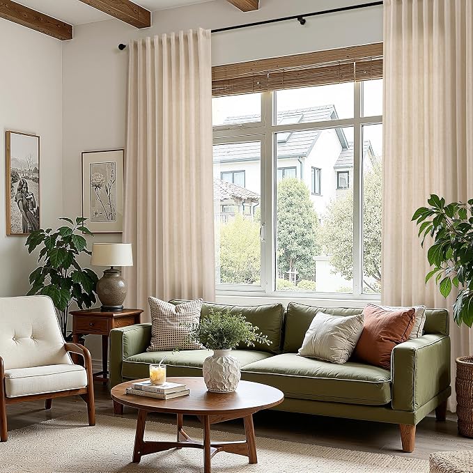 Grey Flax Linen Curtains for Living Room 120 Inches Long Light Filtering - Image 7